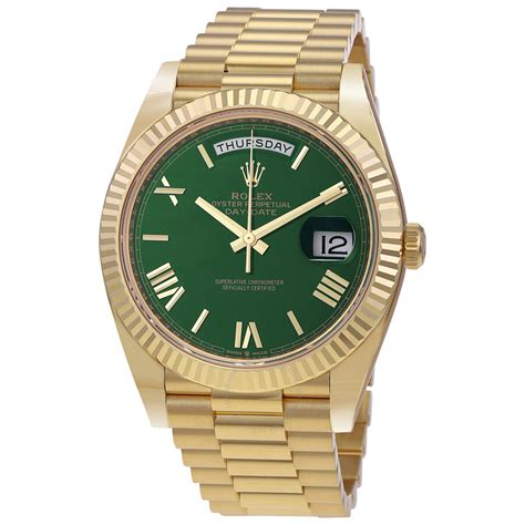 36mm rolex president green dial|Rolex day date gold green.